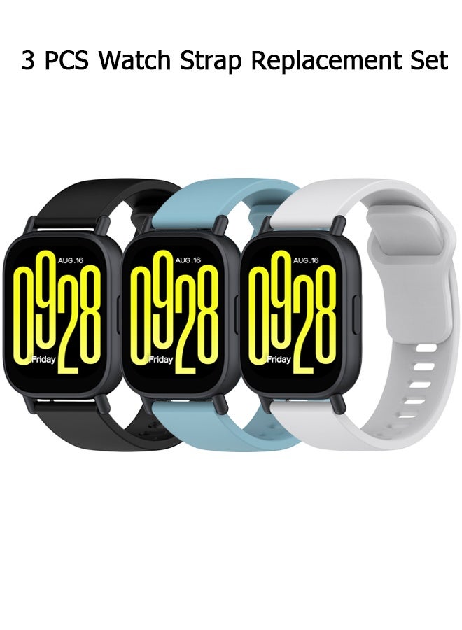Wffo 3 Pcs Silicone Strap Compatible with Redmi Watch 5 Active/Redmi Watch 5 Lite - Soft Silicone Breathable Strap Sport Band for Men Women (Relaxed Blue/Coconut Gray/Black) - Image 1